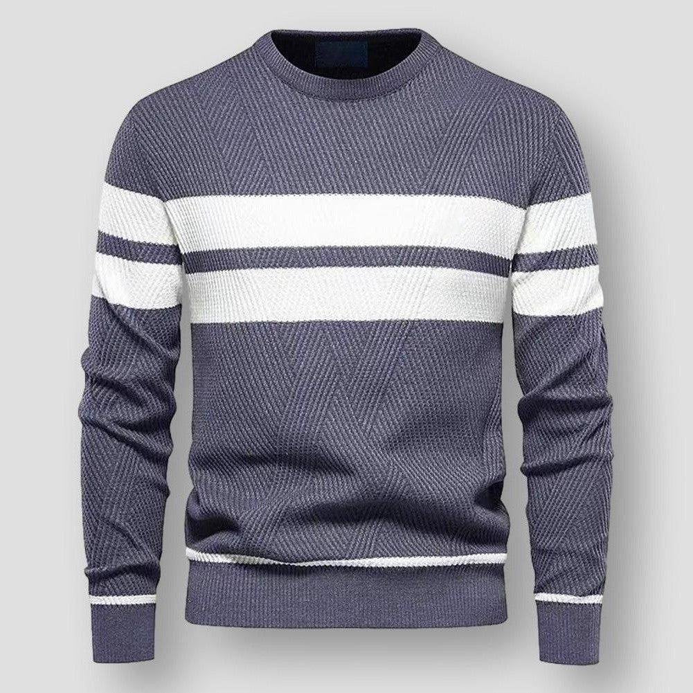 Alex | Striped Knitted Sweater Grey Blue