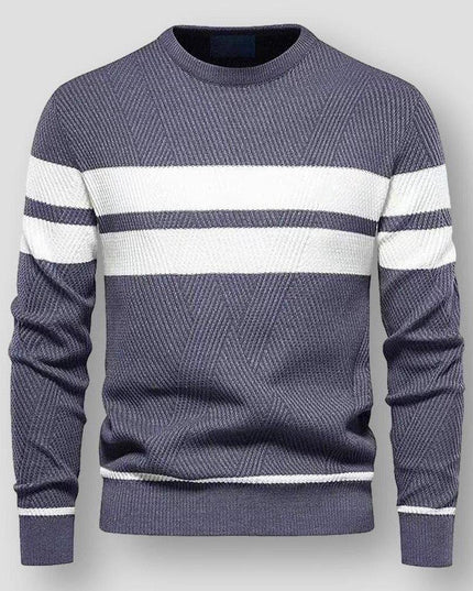 Alex | Striped Knitted Sweater Grey Blue