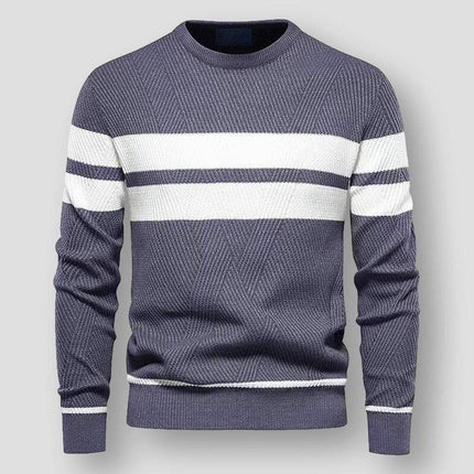 Alex | Striped Knitted Sweater Grey Blue