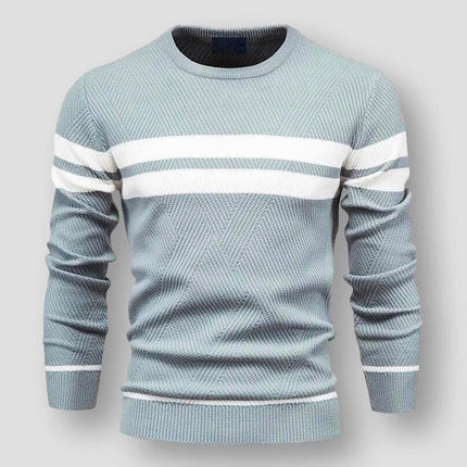 Alex | Striped Knitted Sweater Sky Blue