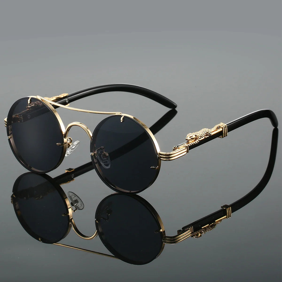 "Panther" Vintage Sunglasses – UV400 Unisex Retro Oval Eyewear Black Sunglasses