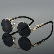 "Panther" Vintage Sunglasses – UV400 Unisex Retro Oval Eyewear Black Sunglasses