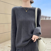 Portofino Knit Sweater – Merino Chevron Luxe Knits Dark Gray Women Winter Sweaters