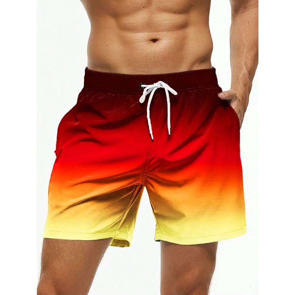 Men's Gradient Color Block Swim Trunks - OKOHOKO™ FASHION