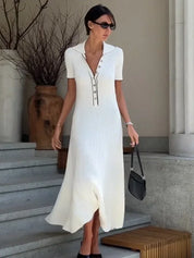 Cosette™ | Casual Knitted Maxi Dress White Dresses