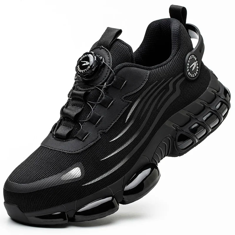 Bryce™ | Rotary Button Safety Trainer Shoes for Men Black Shoes