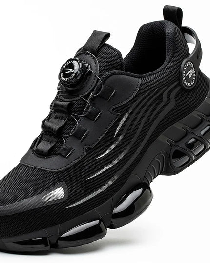 Bryce™ | Rotary Button Safety Trainer Shoes for Men Black Shoes