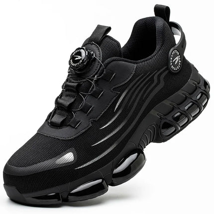 Bryce™ | Rotary Button Safety Trainer Shoes for Men Black Shoes