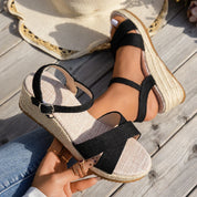 Alina™ - Summer Wedge Sandals Black Sandals