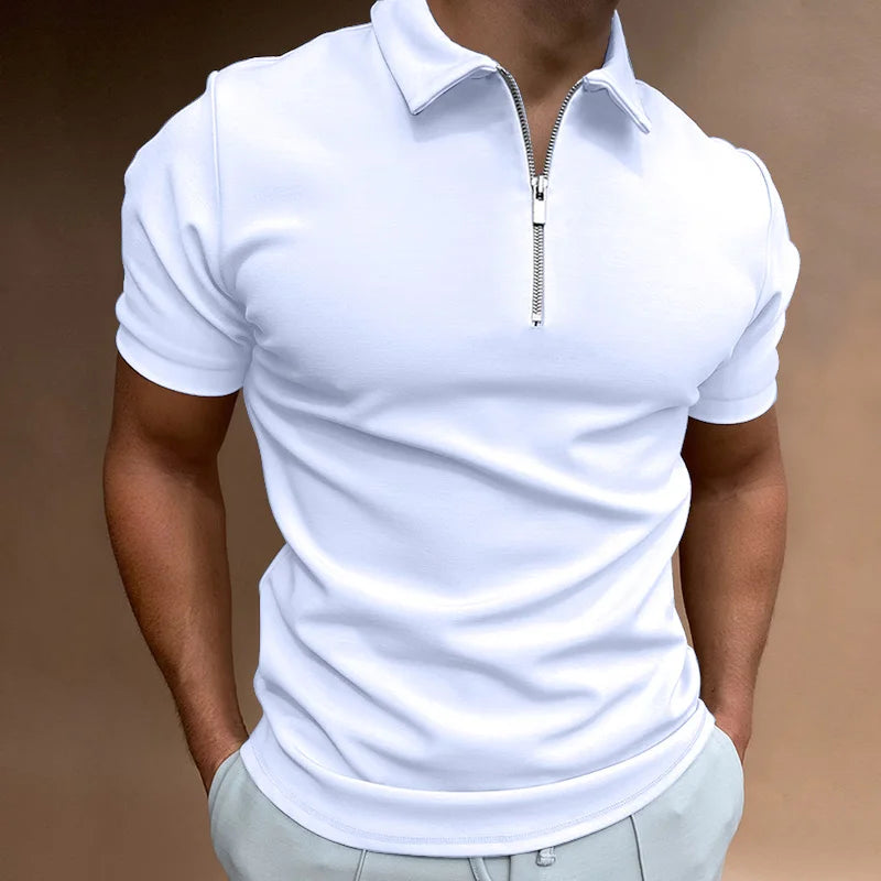 Dylan | Casual Zip-up Polo Shirt White