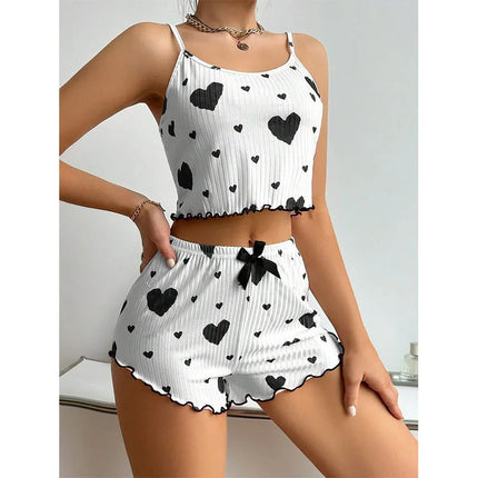 Women’s Love-Print Pajama Set black Women's Tops