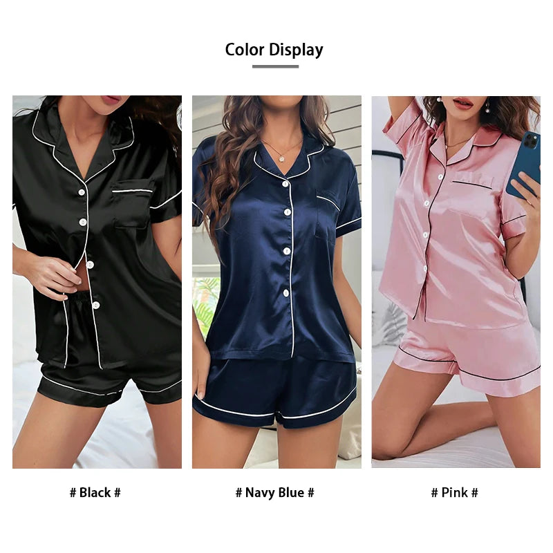 Women’s Silk-Satin Button-Down Pajama Set Sets
