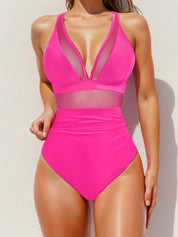 Lena – Elegant Mesh Swimsuit for Women Pink Swimsuits