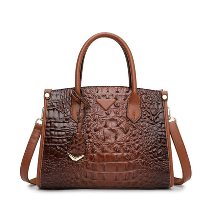Vintage Crocodile Leather Designer Handbag Brown Handbags