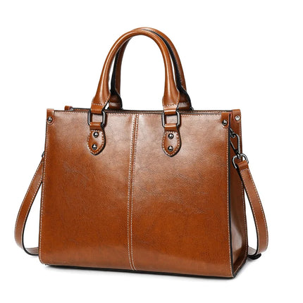 Elegant Genuine Leather Women's Tote Bag Brown Tote Bags