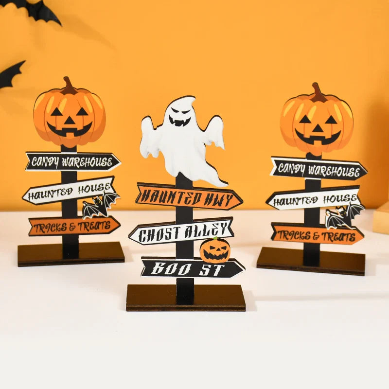 Wooden Pumpkin Ghost Halloween Halloween Decorations