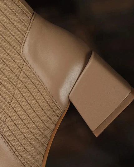 Sleeved Square Toe Boots Women's Footwear