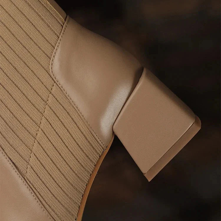 Sleeved Square Toe Boots Women's Footwear