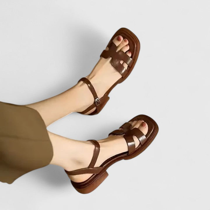 Deliane Flat Sandals - Elegant Comfort Brown Sandals