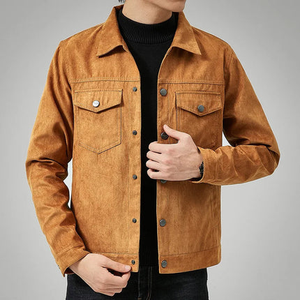 Premium Casual Suede Jacket Khaki Jackets