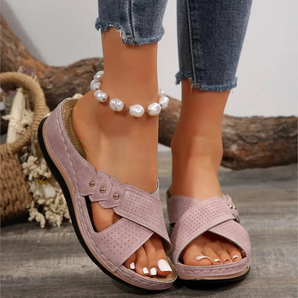 Celeste™ - Genuine Leather Tassel Moccasins Pink Sandals