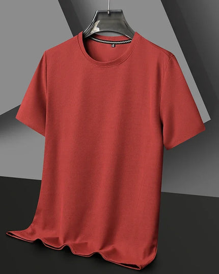Men’s Summer Waffle Knit Round Neck T-Shirt – Lightweight Casual Tee Red Men T-Shirts