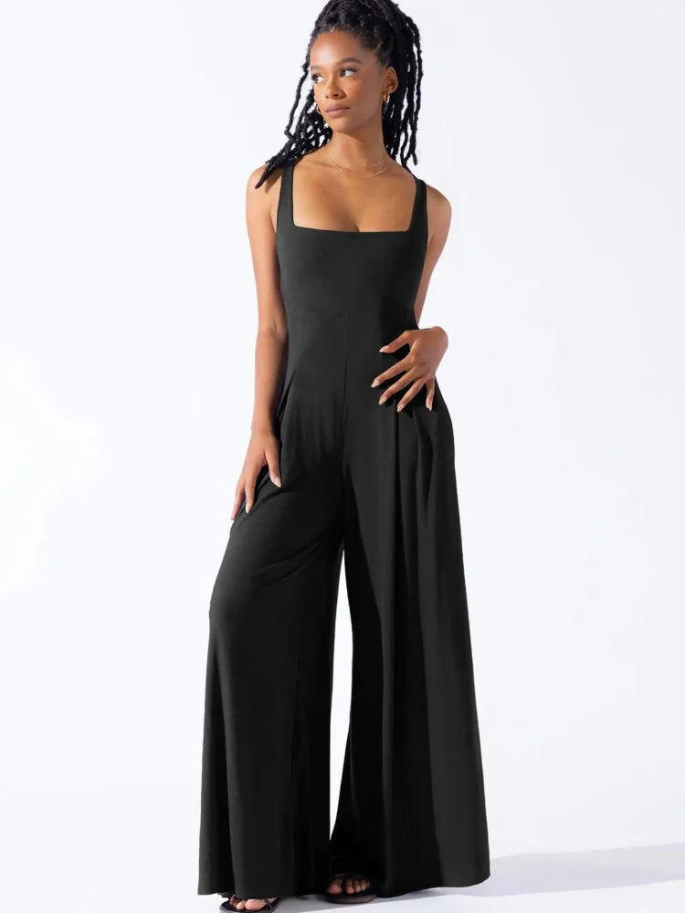 Women's High‑Waist Wide‑Leg Sleeveless Jumpsuit Jumpsuit
