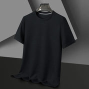 Men’s Summer Waffle Knit Round Neck T-Shirt – Lightweight Casual Tee black Men T-Shirts