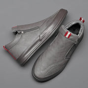 Men's Non-Slip Plush-Lined Leather Sneakers Shoes