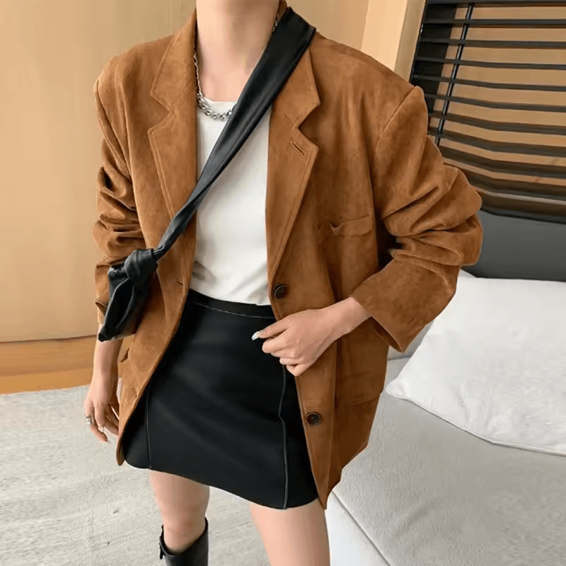 Women Vintage Suede Jackets Brown Jacket