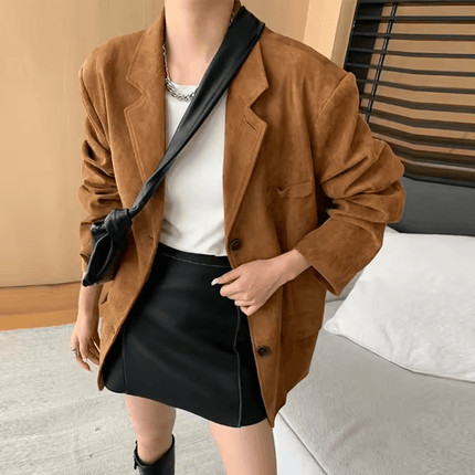Women Vintage Suede Jackets Brown Jacket