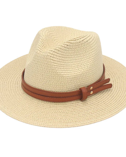 Breathable Straw Panama Sun Hat Beige Hats