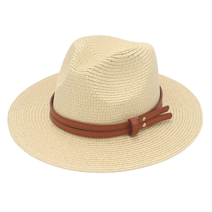 Breathable Straw Panama Sun Hat Beige Hats