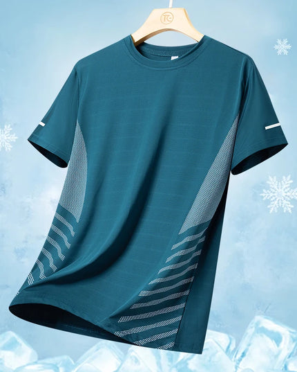 Men’s Summer Ice Silk Running T‑Shirt Green Men T-Shirts