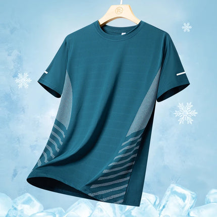 Men’s Summer Ice Silk Running T‑Shirt Green Men T-Shirts