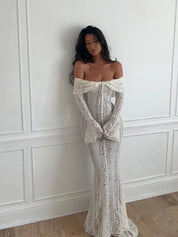 Women's Hollow-Out Lace Backless Maxi Dress Dresses