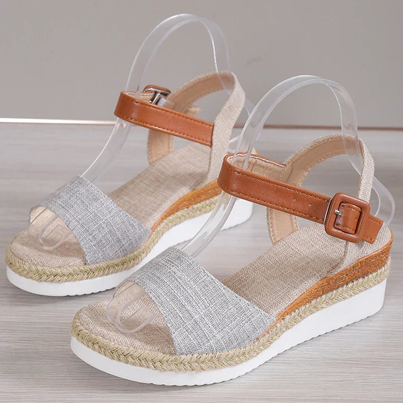 Isla – Summer Wedge Sandals Grey Sandals
