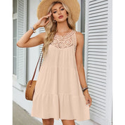 Cassandra™ | Casual Sleeveless Pleated Mini Dress Off White Dresses