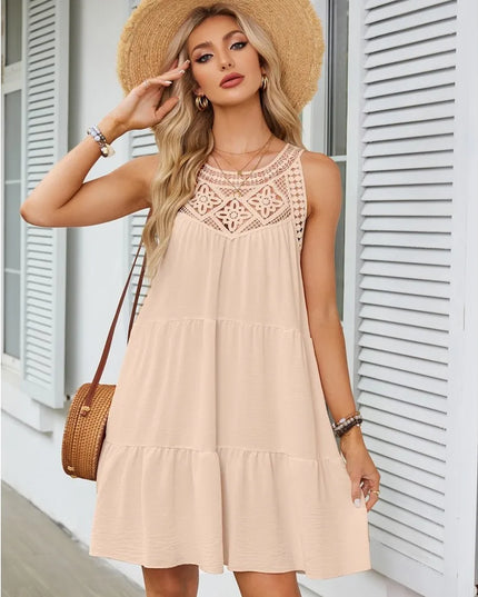 Cassandra™ | Casual Sleeveless Pleated Mini Dress Off White Dresses