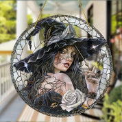 Moonlit Witch & Broom Acrylic Suncatcher 7 Halloween Decorations