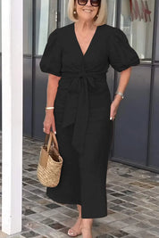 Esther | V-Neck Cotton Dress With Laces Black Dresses