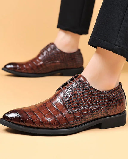 Lauren™ - Stylish Crocodile Pattern Leather Shoes Brown Shoes