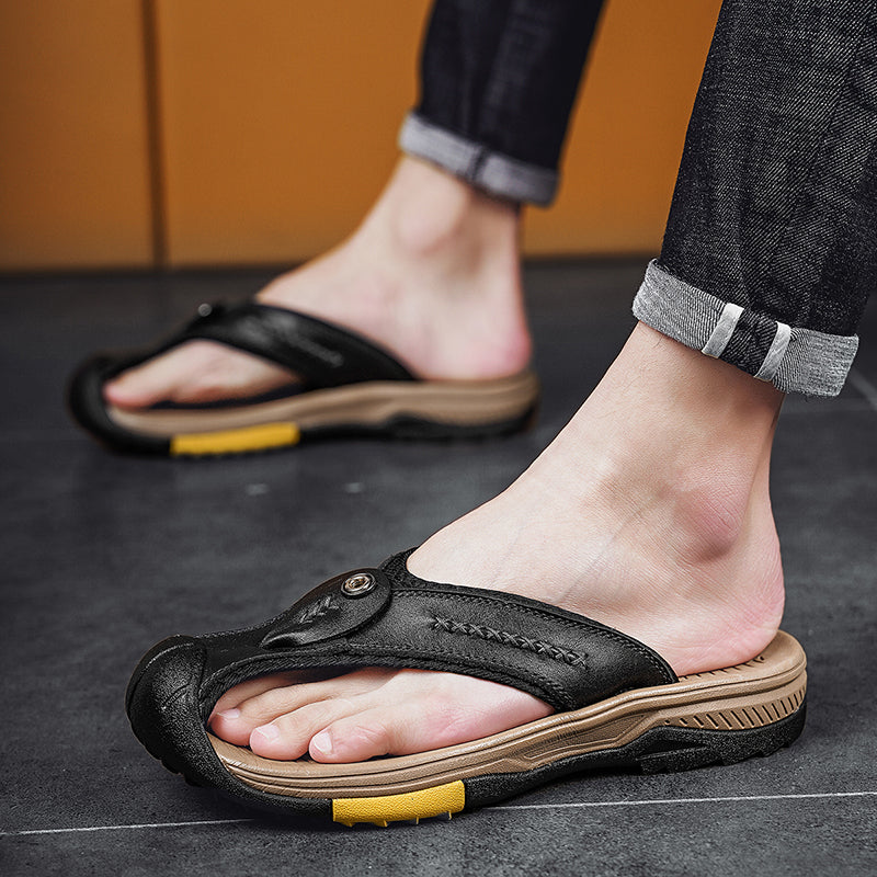 Samuel - Orthopedic Protective Toe Flip-flops Black Shoes