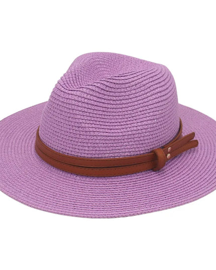 Breathable Straw Panama Sun Hat Taro purple Hats