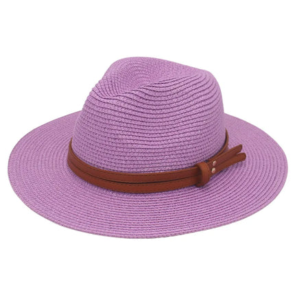 Breathable Straw Panama Sun Hat Taro purple Hats