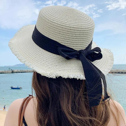 Korean Wide Brim Straw Hat for Women Summer Sun Protection E One Size Hats