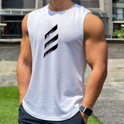 Men's Quick-Dry Sleeveless Athletic Shirt White Tank Top