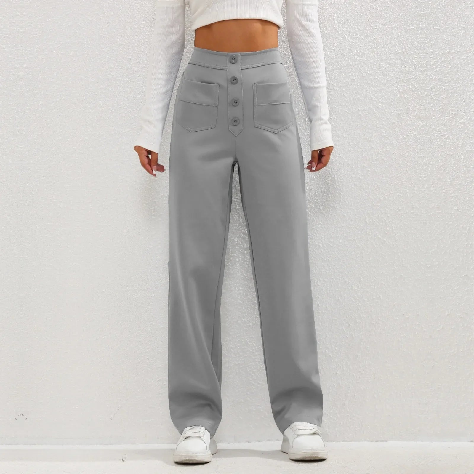 Brooklyn | Luxe High Waist Elastic Pants Gray PANT