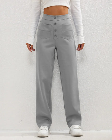 Brooklyn™ | Luxe High Waist Elastic Pants Gray PANT