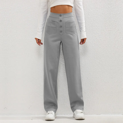 Brooklyn™ | Luxe High Waist Elastic Pants Gray PANT